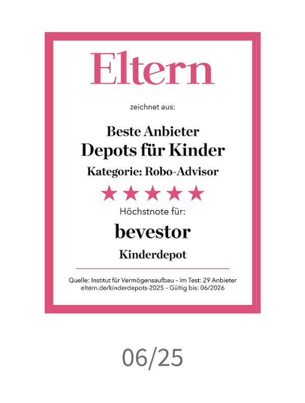 „Beste Anbieter Depots für Kinder“ - Höchstnote für bevestor Kinderdepot
