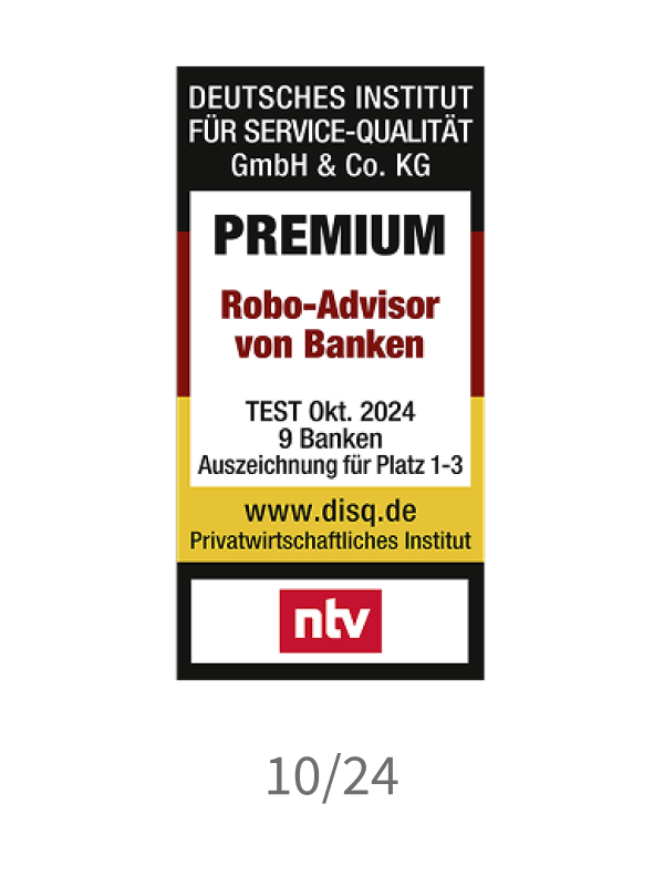 Qualitätsurteil „Premium“ Robo Advisor von Banken 2024